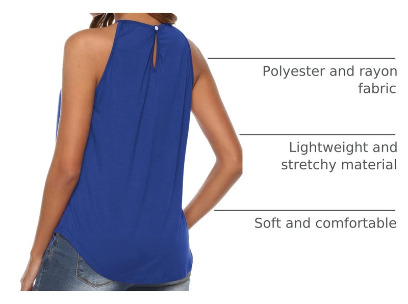 Bluetime Summer Tank Tops for Women Strappy Casual Loose Sleeveless Shirts Blouse Blue S - Image 4