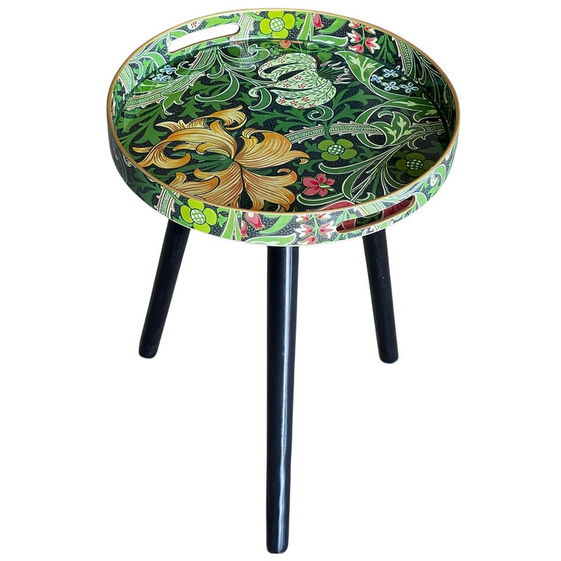 Simmer Stone Round Indoor Side Tables with Detachable Wooden 3 Legs Versatile Tray Table Perfect For Round Coffee Table Tea Relaxation Time 177 Inch Green Morris