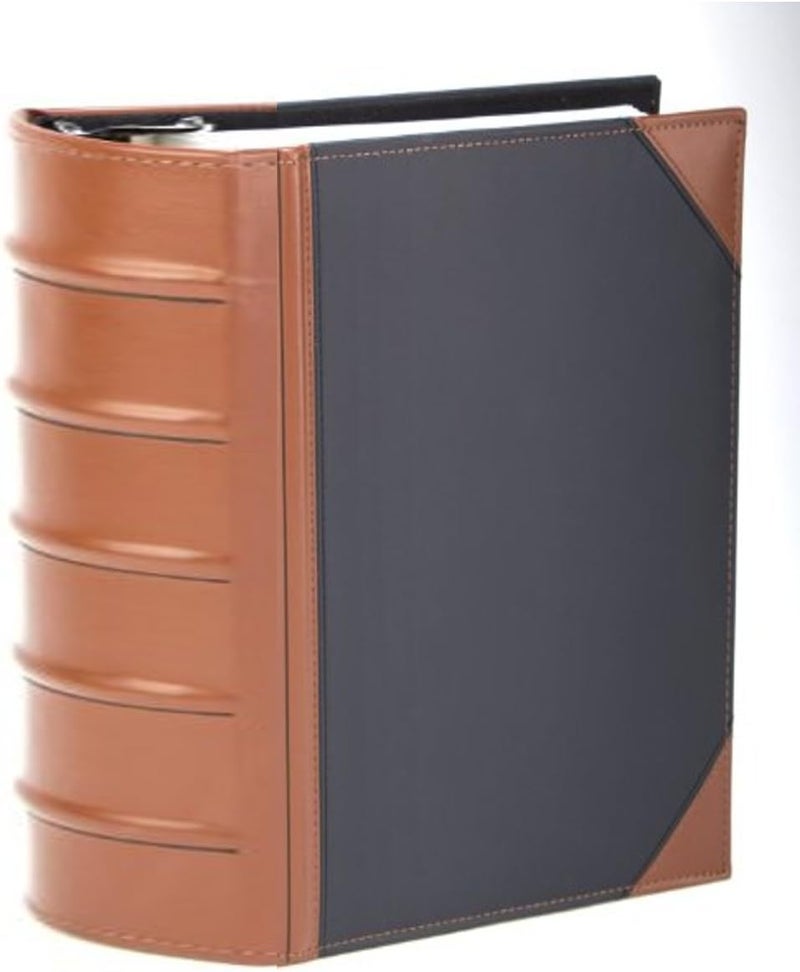 Kleer-Vu Executive Binder, English Leather 2 Tone with Stitching and Ribbed Spine, Holds 625 8.5x11” Sheets - Professional Binder Organizer for Office, Library, Home, Black (3" inch, 1PK) - Image 1
