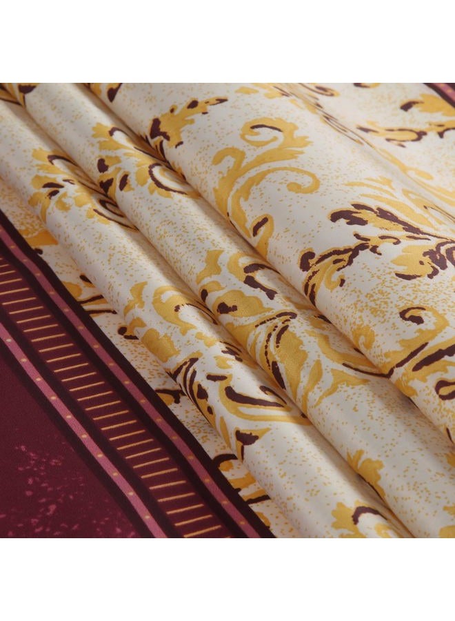 BESTRIPES Fabric Shower Curtain, Burgundy and Gold Yellow Boho Paisley Damask Print Shower Curtains for Bathroom, Waterproof Bathroom Curtains, 72" W x 72" H - Image 3