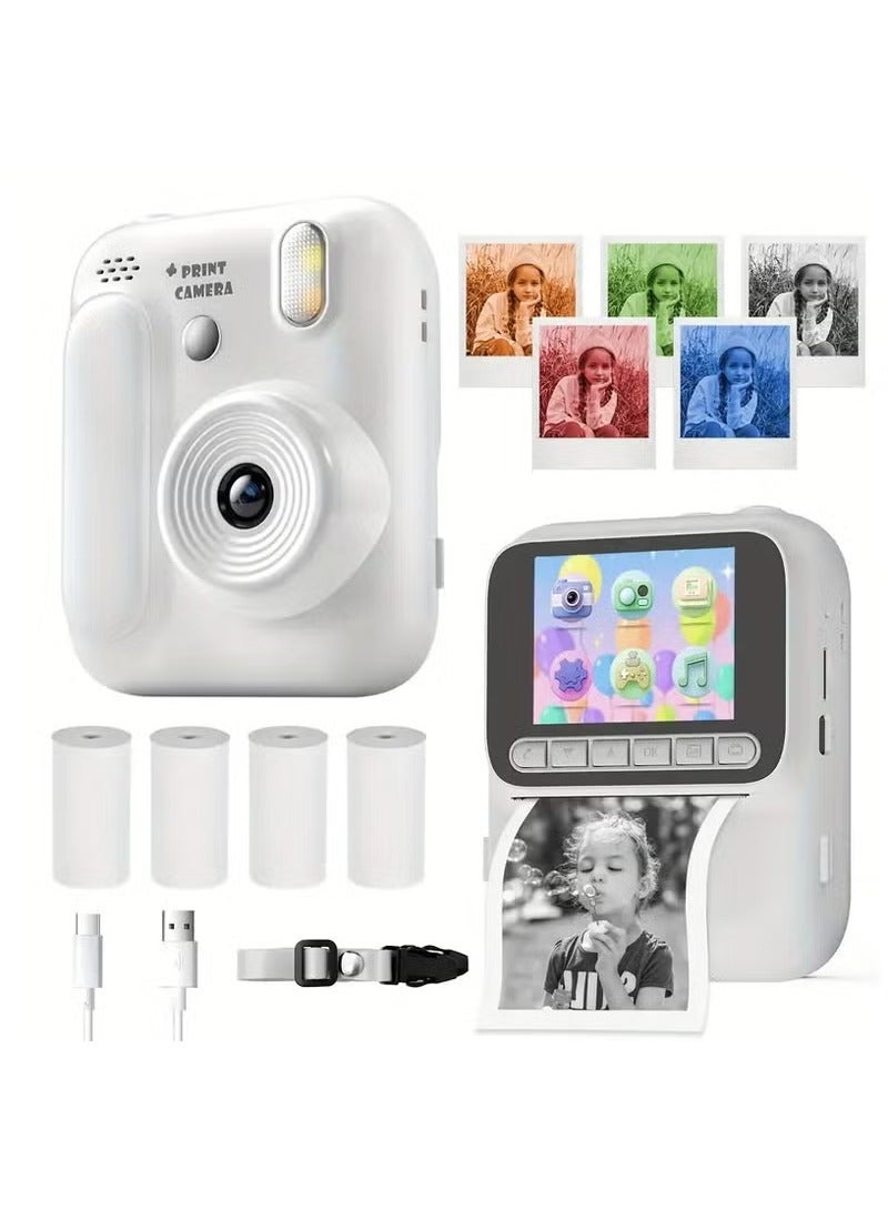 بلو فاير كاميرا فورية للأطفال بدقة 4800W للصور و1080p للفيديو، شاشة IPS 2.4 بوصة، طباعة حرارية فورية بدون حبر، ألعاب مدمجة ومشغل MP3، بطارية قابلة لإعادة الشحن تعمل حتى 3 ساعات بمنفذ USB-C، تدعم بطاقة ذاكرة حتى 128 جيجا – هدية مثالية للصغار مع لفائف ورق طباعة مرفقة - Image 4