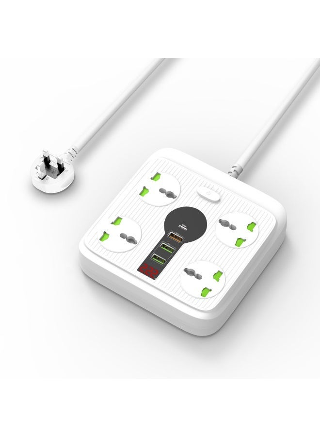 كريت مور شريط تمديد كهربائي مع شحن USB C PD بقدرة 20 واط، 4 منافذ عالمية، ومنفذ QC 3.0، ومنفذين USB 5V/2.1A، كابل بطول 3 أمتار، قدرة 3000 واط / 13 أمبير - Image 1