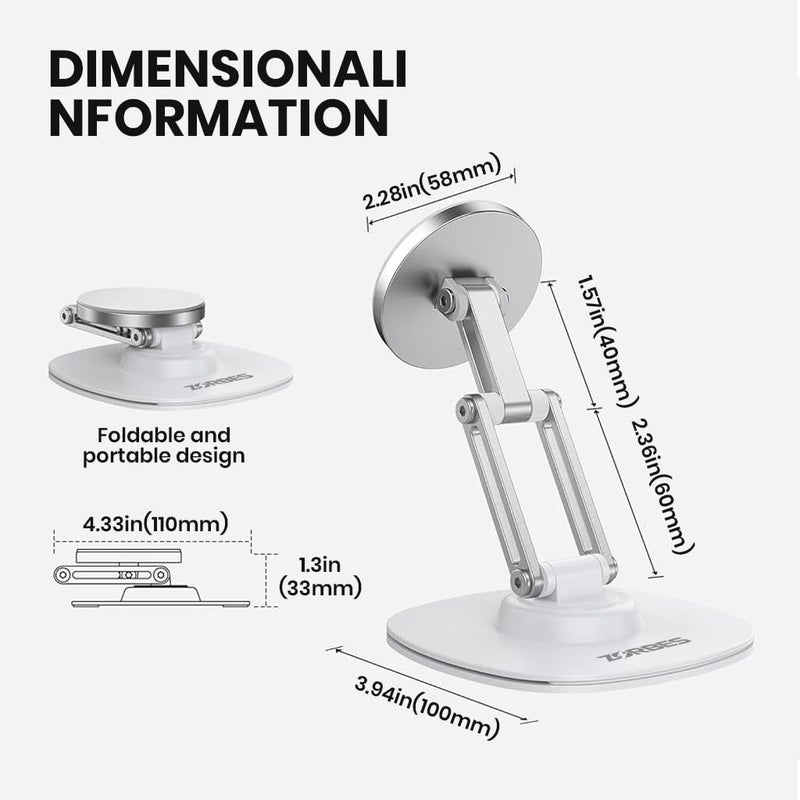 ELEPHANTBOAT ZORBES® 360° Rotatable Desk Phone Mount, Free Stand Phone Stand Holder, Folding Magnetic Metal Phone Holder for Desk, Table, and Workspace - Image 2