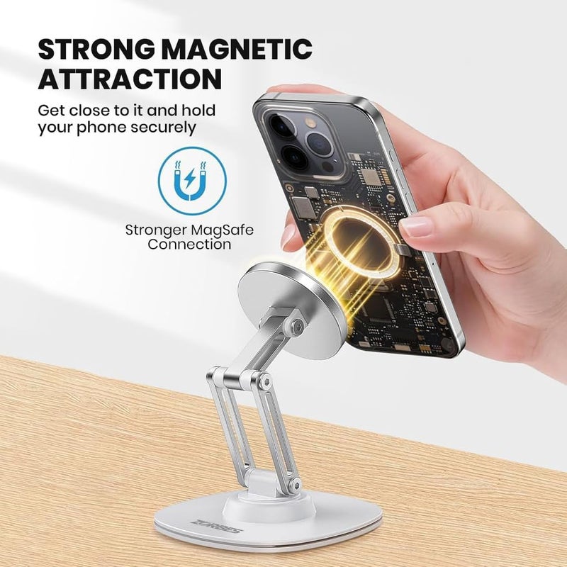 ELEPHANTBOAT ZORBES® 360° Rotatable Desk Phone Mount, Free Stand Phone Stand Holder, Folding Magnetic Metal Phone Holder for Desk, Table, and Workspace - Image 4