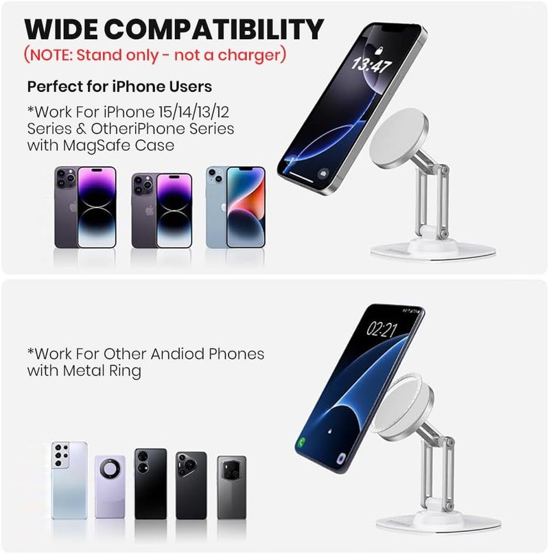 ELEPHANTBOAT ZORBES® 360° Rotatable Desk Phone Mount, Free Stand Phone Stand Holder, Folding Magnetic Metal Phone Holder for Desk, Table, and Workspace - Image 3