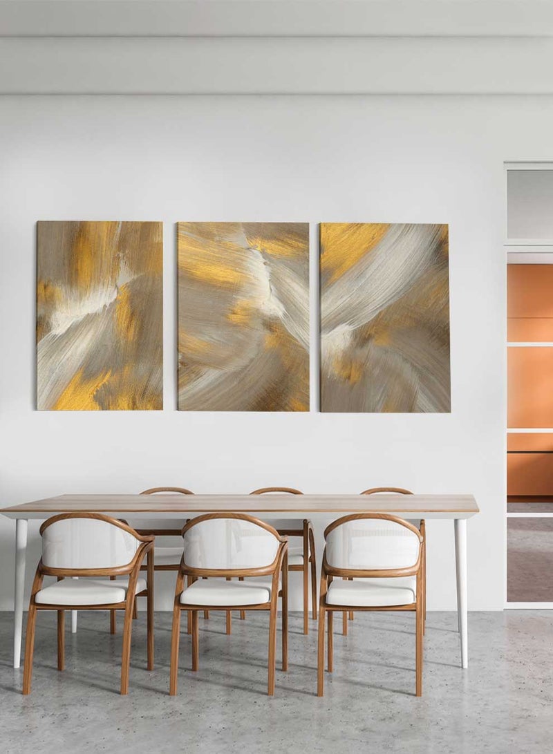 LOWHA Set Of 3 Framed Canvas Wall Arts Stretched Over Wooden Frame, Abstract Oil Smear Paintings, For Home, Living Room, Office Decor - Image 4