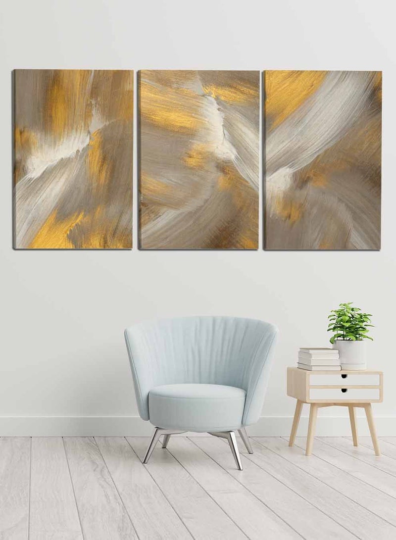 LOWHA Set Of 3 Framed Canvas Wall Arts Stretched Over Wooden Frame, Abstract Oil Smear Paintings, For Home, Living Room, Office Decor - Image 1