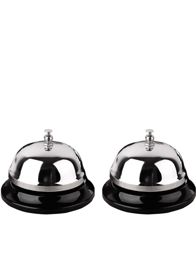 DL Call Bell 2 Packs 3.35 Inch Diameter With Metal Anti Rust Construction Ringing Durable Desk Bell Service Bell For Hotels Schools Restaurants Reception Areas Hospitals Warehouses Silver - Image 1