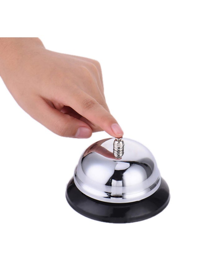 DL Call Bell 2 Packs 3.35 Inch Diameter With Metal Anti Rust Construction Ringing Durable Desk Bell Service Bell For Hotels Schools Restaurants Reception Areas Hospitals Warehouses Silver - Image 5