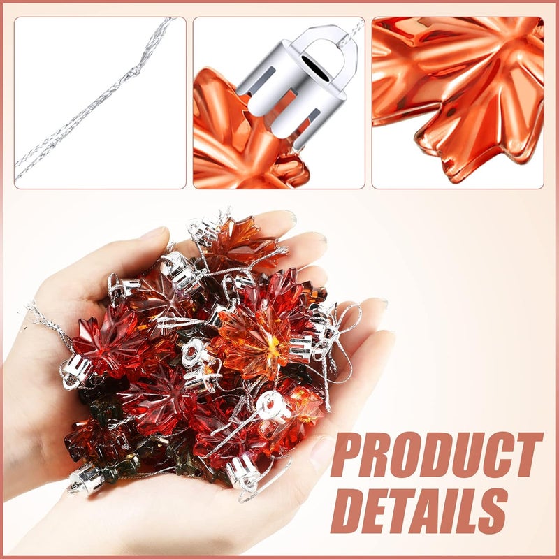 WILLBOND 36 Pcs Fall Thanksgiving Maple Leaf Ornament Small Tree Hanging Ornament Plastic Maple Leaf Cutouts Tree Decor Autumn Maple Leaf Hanging Bauble Pendant Decoration for Thanksgiving (Cute Style) - Image 2