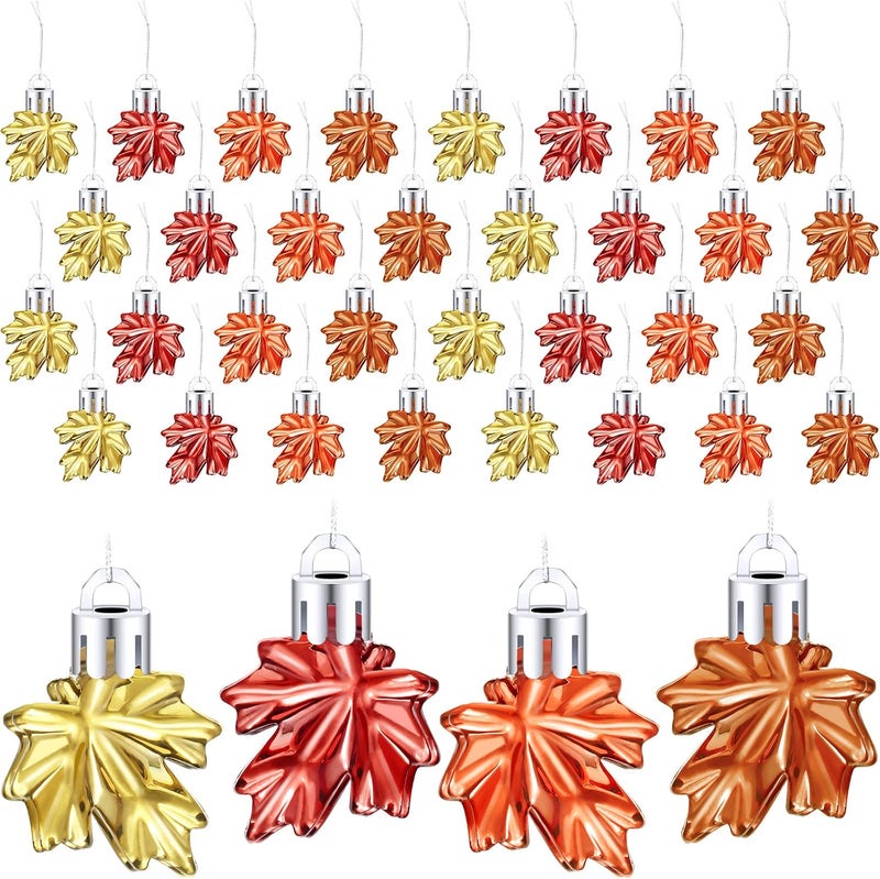 WILLBOND 36 Pcs Fall Thanksgiving Maple Leaf Ornament Small Tree Hanging Ornament Plastic Maple Leaf Cutouts Tree Decor Autumn Maple Leaf Hanging Bauble Pendant Decoration for Thanksgiving (Cute Style) - Image 1