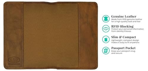 123 Cheap Checks Antique Saddle Genuine Leather RFID Passport Cover - Image 2