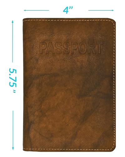 123 Cheap Checks Antique Saddle Genuine Leather RFID Passport Cover - Image 3