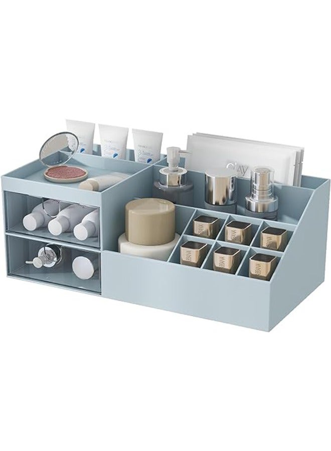 Arabest Multifunction Desk Organizer, Plastic Desk Storage Box Desktop Drawers,Makeup Organizer for Vanity Plastic Desktop Storage Box with Drawers for Office, Dresser, Bedroom - Image 1