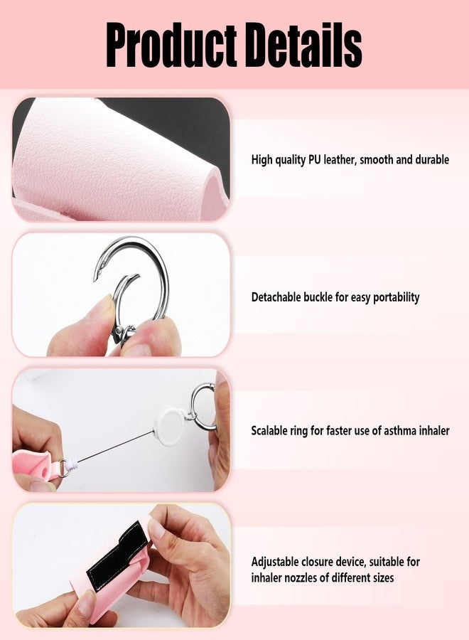 SHFGYG Asthma Inhaler Holder PU Leather Holster,Inhaler Keychain Retractable Clip - Image 3