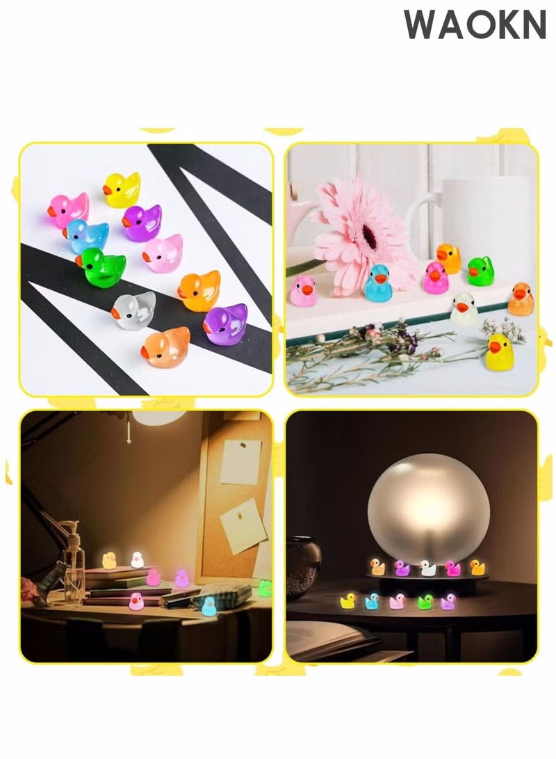 دبليو أيه أو كي أن 100 ميني برايت راتنج بطة ملونة تماثيل مضيئة حديقة بطة ميني بطة ديكورات DIY الإبداعية اليدوية البط الأصفر دمية منزل ديكور حديقة تماثيل المناظر الطبيعية ديكورات الحرفية المناظر الطبيعية المصغرة حديقة. - Image 5