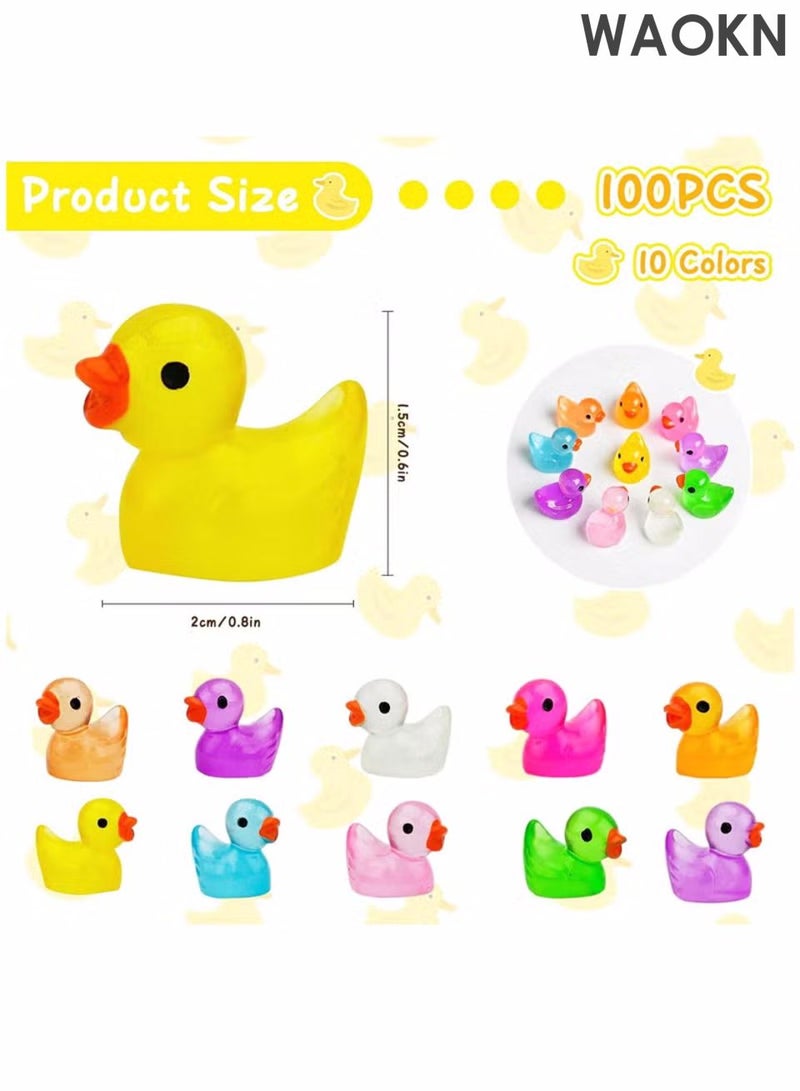 دبليو أيه أو كي أن 100 ميني برايت راتنج بطة ملونة تماثيل مضيئة حديقة بطة ميني بطة ديكورات DIY الإبداعية اليدوية البط الأصفر دمية منزل ديكور حديقة تماثيل المناظر الطبيعية ديكورات الحرفية المناظر الطبيعية المصغرة حديقة. - Image 3