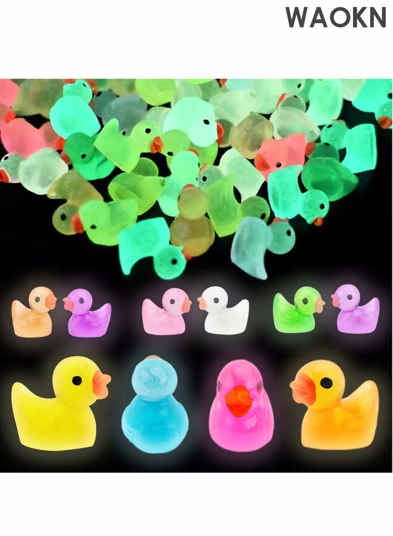 دبليو أيه أو كي أن 100 ميني برايت راتنج بطة ملونة تماثيل مضيئة حديقة بطة ميني بطة ديكورات DIY الإبداعية اليدوية البط الأصفر دمية منزل ديكور حديقة تماثيل المناظر الطبيعية ديكورات الحرفية المناظر الطبيعية المصغرة حديقة. - Image 2