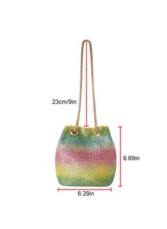 Ayliss Women'S Full Rhinestones Bucket Bag Mini Small Crossbody Shoulder Evening Shinny Bling Clutch Purse Bucket Handbag (Rainbow(Mini))  - Image 2