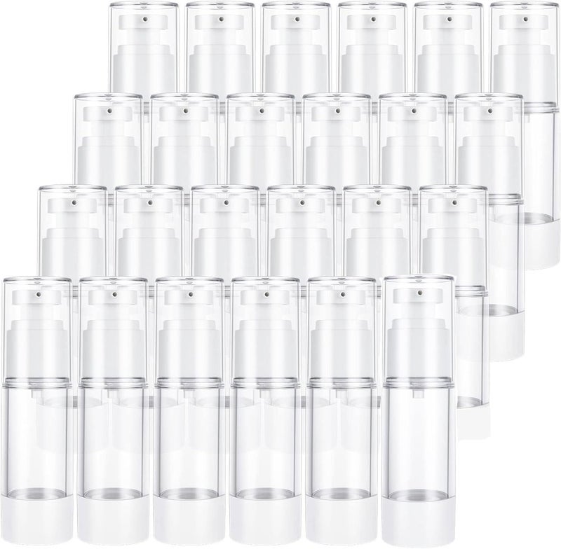 SENENQU 24 PCS 1 Oz 30ml Airless Pump Bottles Travel Size Empty Pump Bottle Lotion Container Refillable Cosmetic Pump Dispensers for Foundation Moisturizer Shampoo Toiletry - Image 1