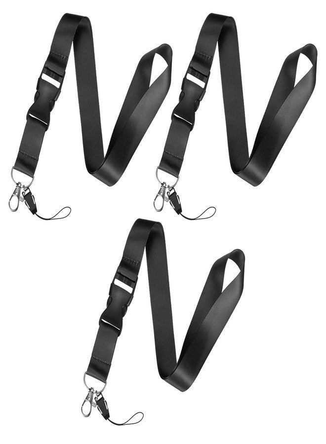 M METERXITY 3-Pack Breakaway Lanyard for Keys, Black 1" Wide Keychain Long ID Badges Neck Lanyard Strap with Quick Release Buckle for Man/Woman/Girls/Teacher, ID Holder Folder - Image 1