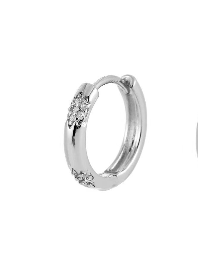 Zircon inlaid earrings for women, light luxury earrings, girl earrings, niche and exquisite earrings, silver jewelry  - Image 2