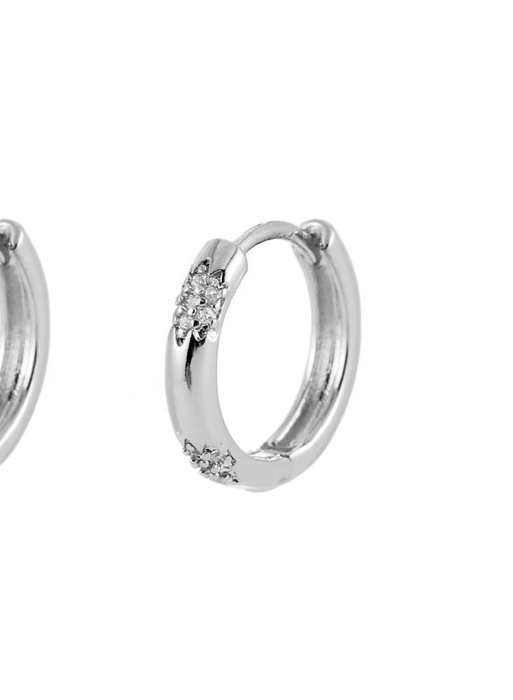 Zircon inlaid earrings for women, light luxury earrings, girl earrings, niche and exquisite earrings, silver jewelry  - Image 4
