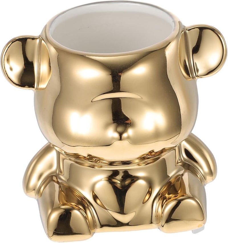 Practical design alternatives VOSAREA Gold Plated Ceramic Bear Utensil Holder Stylish Kitchen Cutlery Container for Home and Restaurant Convenient Spoon and Fork Organizer for Kitchen Decor Repeated use resistant selected material Durable versatile substance Integrated warehouse solution All storage space compatible Liquid tight joint All-round unified build Carefully engineered build Dense material Modern warehouse management Multi stock guarantee supply Universal design Space saving design picks Multi option design Lightweight Public demand affordable quality Easy hand assemble compatible Home & professional compatible Care processed raw material Closed & open space compatible Durability enhanced Storage burden minimized build Diverse use resistant crafted quality Transparent body Cross part assemble fit - Image 1