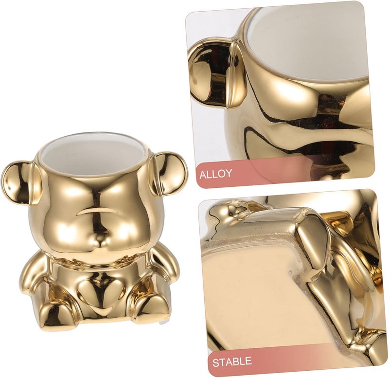 Practical design alternatives VOSAREA Gold Plated Ceramic Bear Utensil Holder Stylish Kitchen Cutlery Container for Home and Restaurant Convenient Spoon and Fork Organizer for Kitchen Decor Repeated use resistant selected material Durable versatile substance Integrated warehouse solution All storage space compatible Liquid tight joint All-round unified build Carefully engineered build Dense material Modern warehouse management Multi stock guarantee supply Universal design Space saving design picks Multi option design Lightweight Public demand affordable quality Easy hand assemble compatible Home & professional compatible Care processed raw material Closed & open space compatible Durability enhanced Storage burden minimized build Diverse use resistant crafted quality Transparent body Cross part assemble fit - Image 5