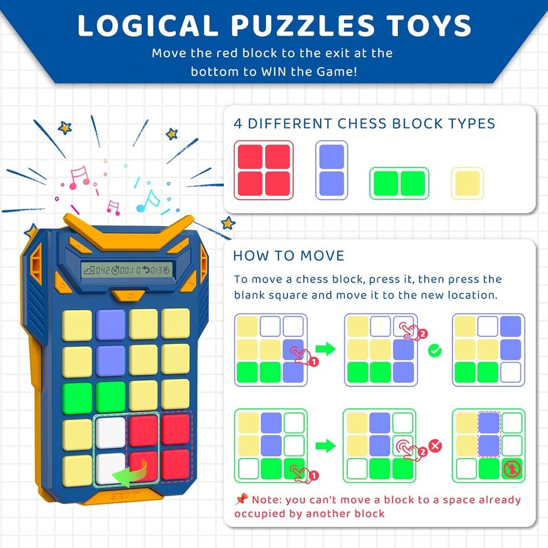 HOMESTEC Logical Puzzle Toys, Hand Held Travel Games for Kids and Adults, Brain Teaser Toys Road Trip Activities for Boys and Girls, Birthday Easter Basket Stuffers (Blue) - Image 3