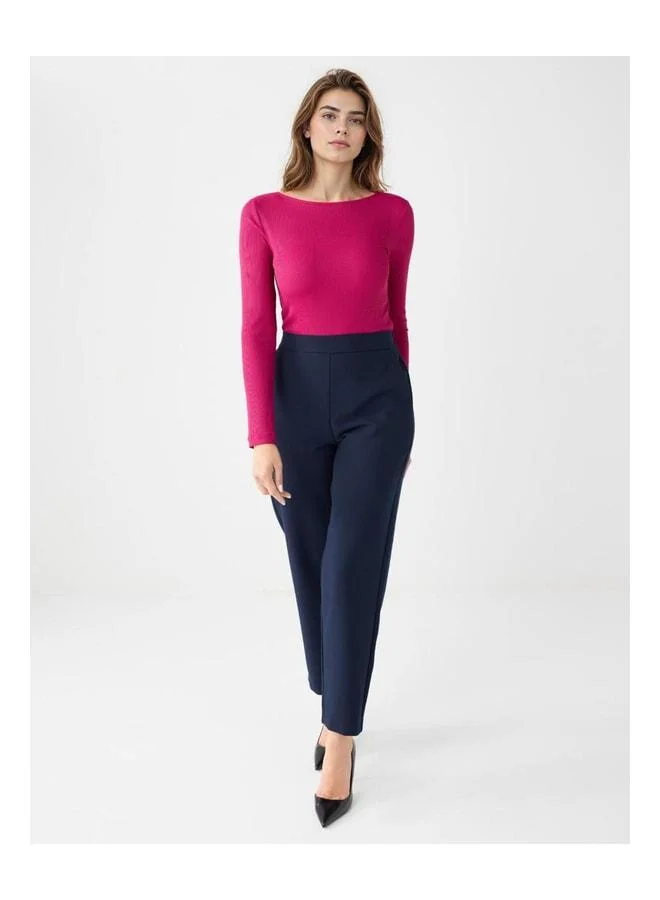 Jimmy Key Fuchsia Slim Fit Boat Neck Knitted Blouse.