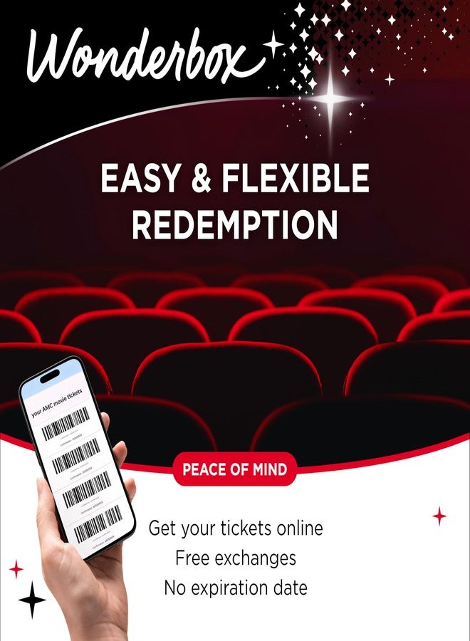 WONDERBOX AMC Movie Night Experience for 2, Gift Box with 2 Movie Tickets and 2 Popcorn, Valid at 550 Locations - Image 4