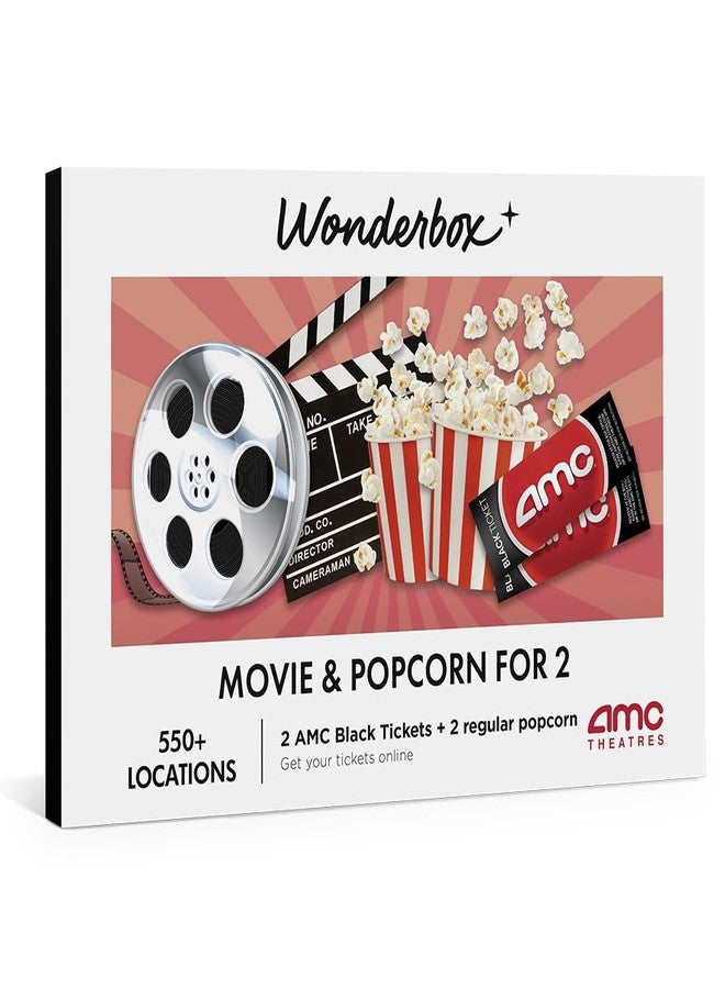 WONDERBOX AMC Movie Night Experience for 2, Gift Box with 2 Movie Tickets and 2 Popcorn, Valid at 550 Locations - Image 1