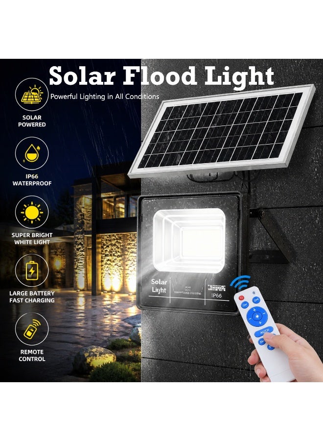 JORTAN Intelligent solar light, 300W courtyard outdoor LED energy-saving white light, bursts all night long, automatically lights up when it gets dark, never cuts off power on rainy days, built-in 20000mAh large capacity battery solar charging, can be remotely controlled, IP66 all-weather waterproof, ABS high temperature resistant shell. - Image 1