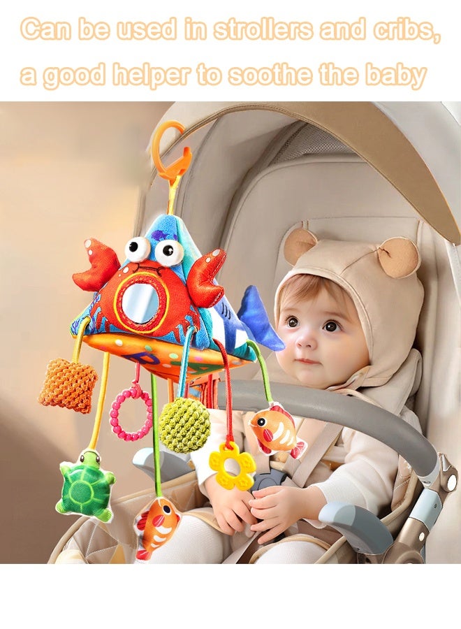 Vinnatsu Baby Crib Mobile with Hanging Rattle Toys Crab Stroller Toy with Drawstring Clamp, Multifunctional Hanging Teether for Car Seat, Crib & Stroller Best Baby Gift for Newborns 0-6 Months - Image 4