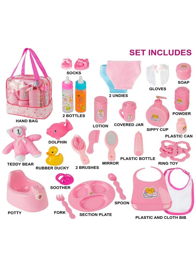 fash n kolor Doll Feeding Set ; Set Includes Baby Doll Doll Diapers Diaper Bag Magic Bottles Potty And Bath Toys ; 26 Changing And Other Accessories For 3+ Years Kids - Image 3