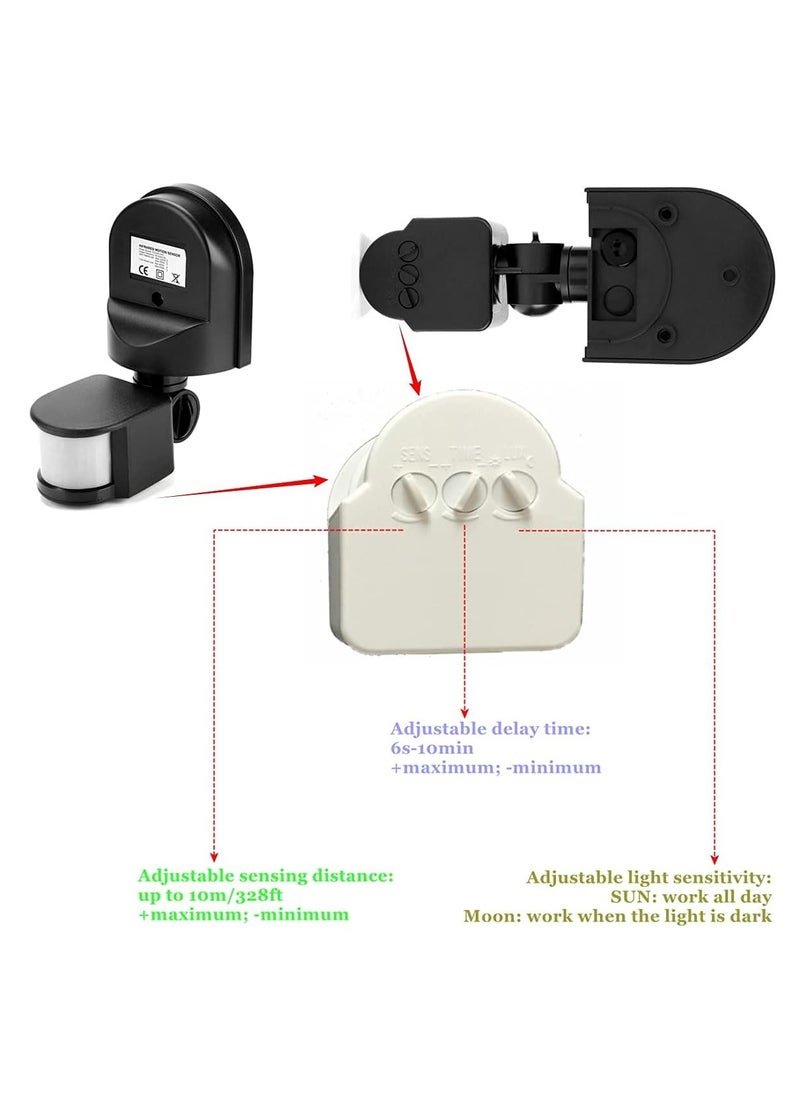 SYOSI - Infrared Sensor Switch Infrared Motion Sensor 110V-240V Adjustable PIR Body Motion Infrared Sensor 10A Waterproof Detector Bulb Switch Black IP44 Protection Level - Image 1