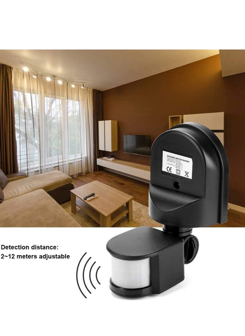SYOSI - Infrared Sensor Switch Infrared Motion Sensor 110V-240V Adjustable PIR Body Motion Infrared Sensor 10A Waterproof Detector Bulb Switch Black IP44 Protection Level - Image 1