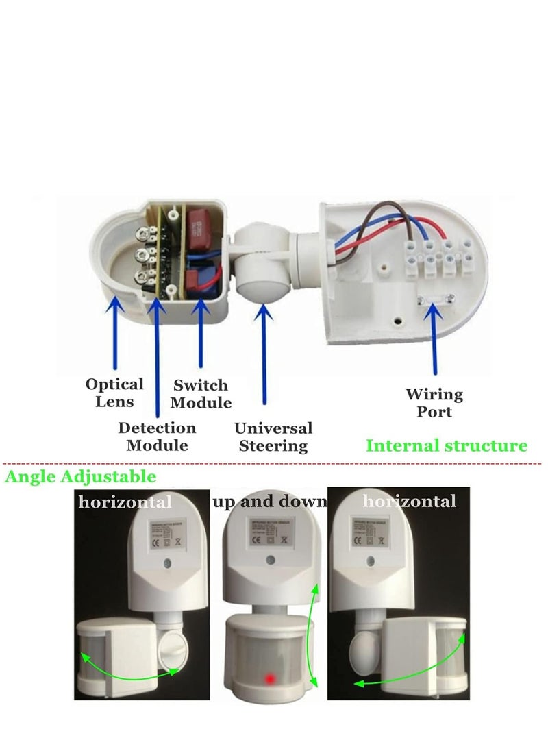 SYOSI - Infrared Sensor Switch Infrared Motion Sensor 110V-240V Adjustable PIR Body Motion Infrared Sensor 10A Waterproof Detector Bulb Switch Black IP44 Protection Level - Image 1