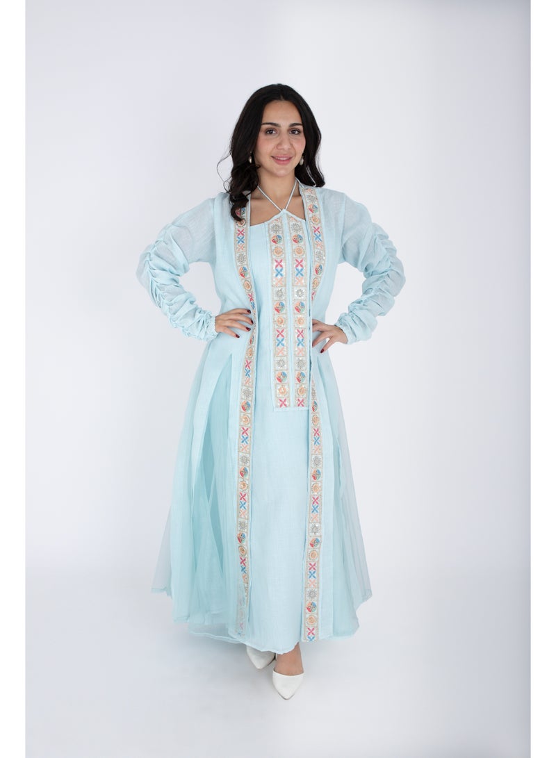 اكسا طقم أنيق مكون من قطعتين مع تطريز ملون - Image 1