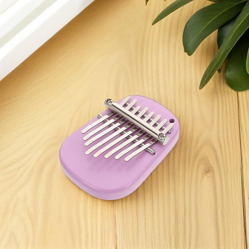 8-key Kalimba Thumb Piano Mini Portable Finger Piano with Purple Oval Shape Beginner-friendly with Full Accessories and Box for Music Creation - Image 5