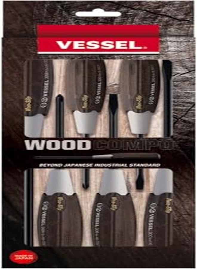 فيسيل مفك براغي VESSEL Wood-Compo بمقبض غير قابل للانزلاق مصنوع في اليابان بواسطة VESSEL (مجموعة من 6 قطع 3006CS) - Image 3