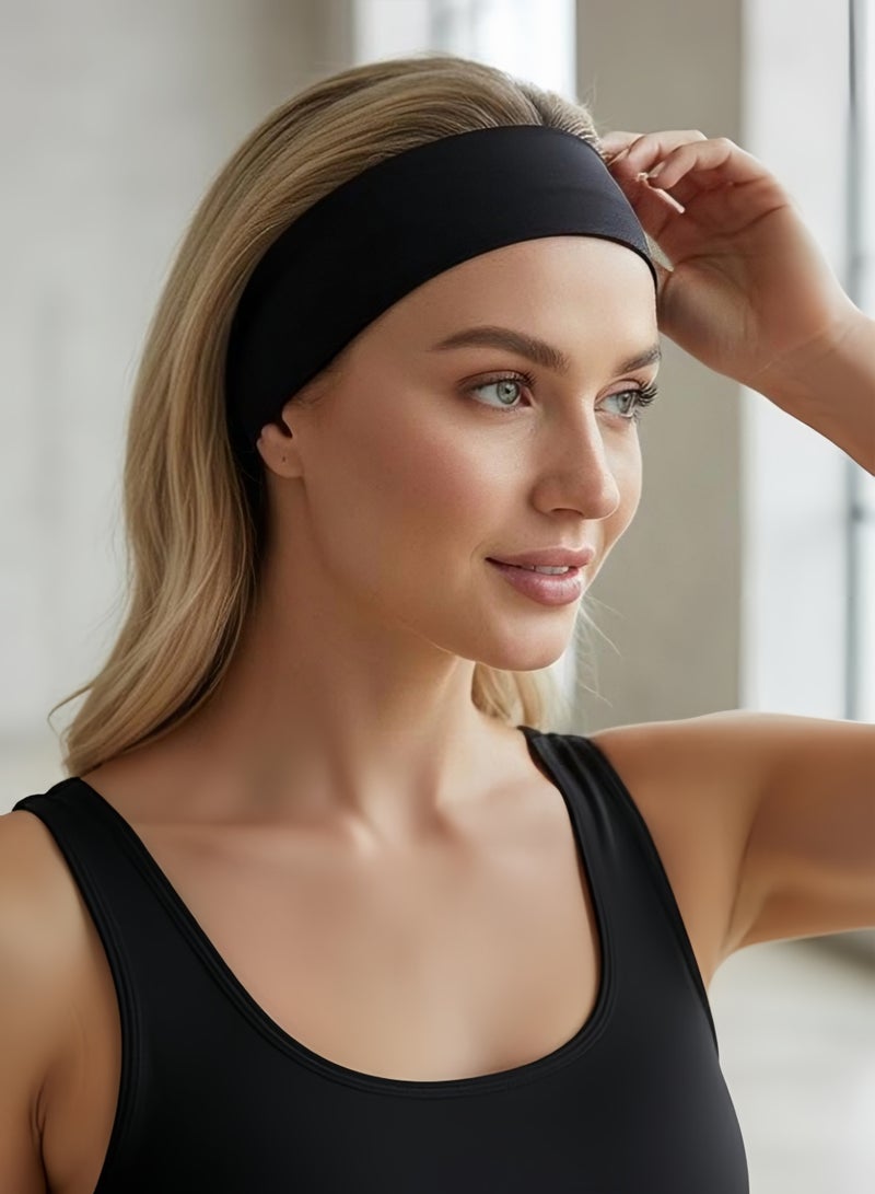 قطعتان من عصابات الرأس الرياضية للنساء، عصابات رأس سميكة مانعة للانزلاق تمتص العرق، عصابات رأس مرنة لليوجا والجري واللياقة البدنية والرياضات الأخرى تمتص الرطوبة - Image 4