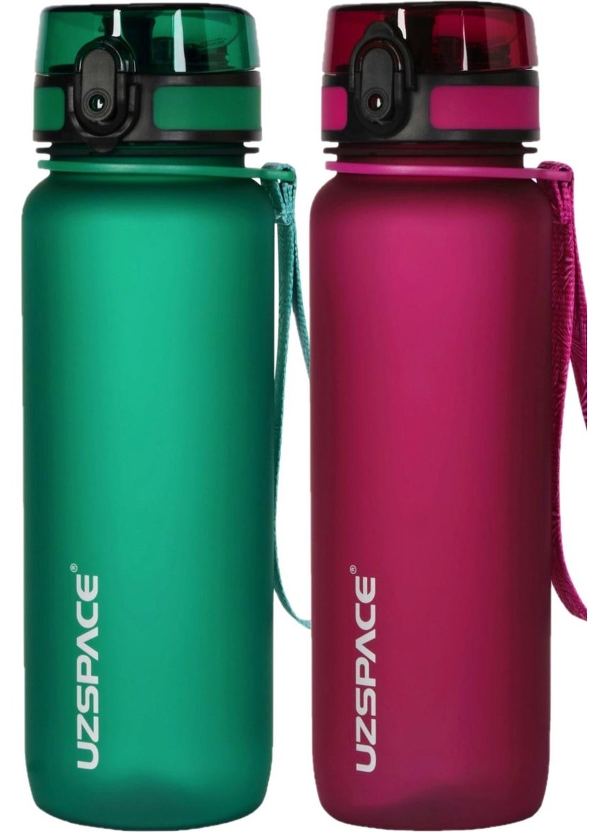 UZSPACE 2 Set 800ML -New Size-Length 25 Cm-Tritan Water Bottle Bpa No Odor Leakage  - Image 1