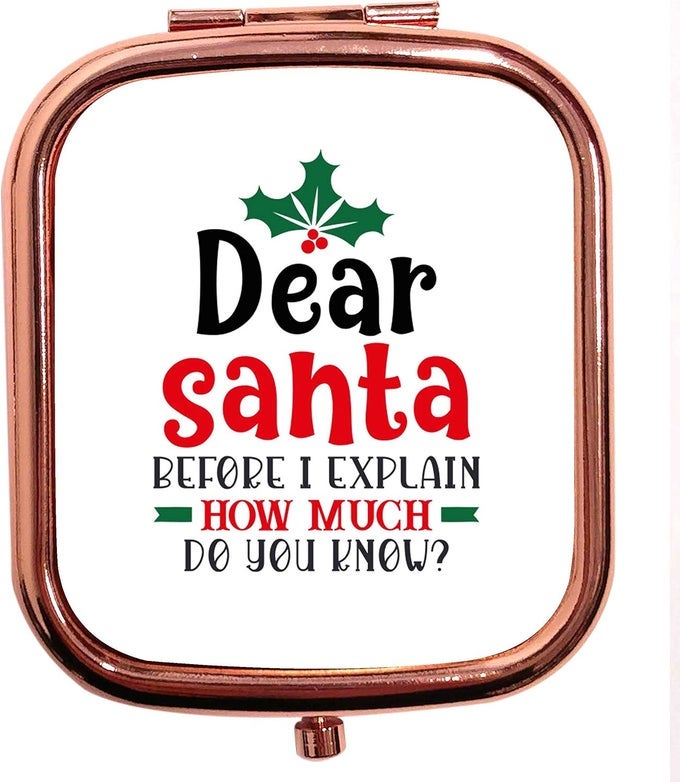 ROSE GOLD SQUARE COMPACT MIRROR SANTA HOW MUCH DO YOU KNOW