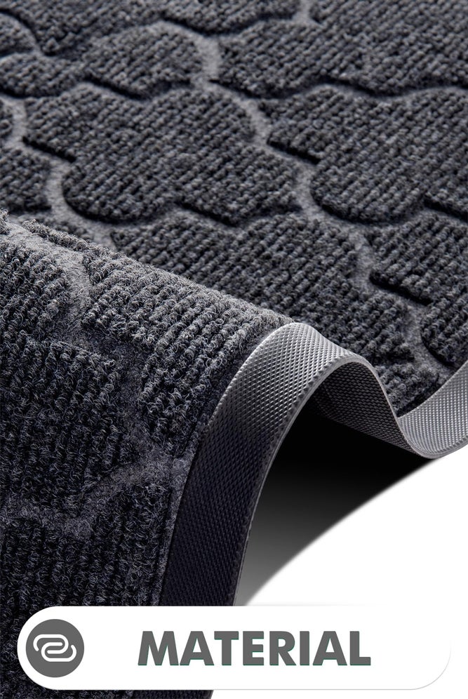 شبيلي بساط مدخل منخفض الارتفاع من مطاط طبيعي بسطح محزز ومقاوم للانزلاق ومضاد للتسرب وسهل التنظيف؛ مناسب للأسر والمكاتب في المداخل وغرف الطين؛ أداء كشط للأحذية وتصميم حصيرة ترحيب وسجادة باب متينة (أسود) - Image 4