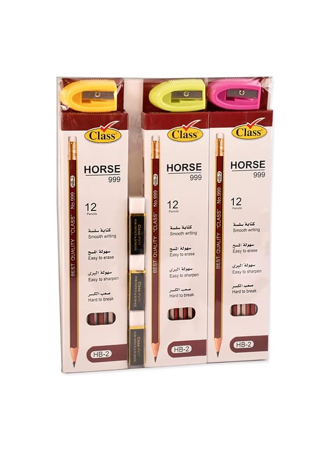 كلاس مجموعة أدوات مكتبية، مبراة وممحاة متعددة الألوان