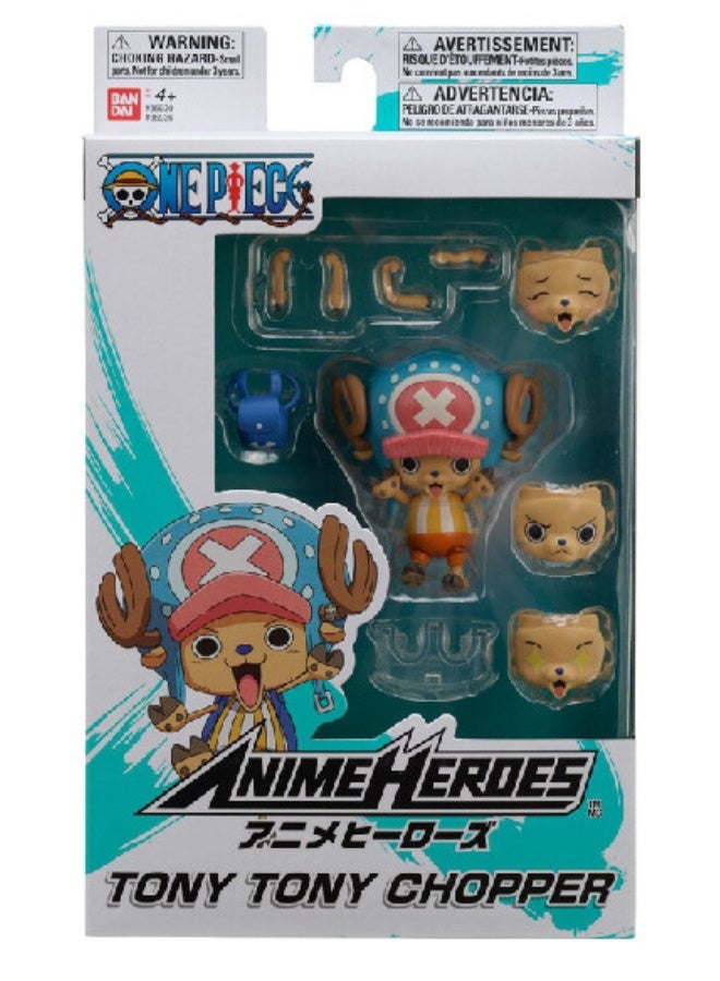 Bandai أبطال الأنمي ون بيس توني توني تشوبر 4 بوصات | تمثال حركة قابل للتبديل الوجوه واليدين | هدية مثالية لهواة الجمع، عشاق المانجا والأنمي! - Image 1