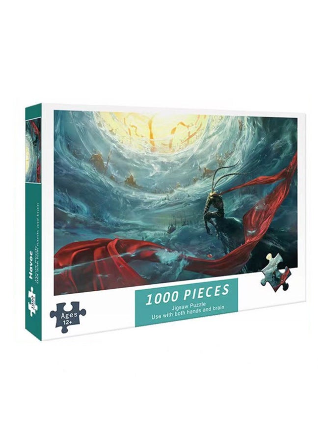 1000 قطعة من أحجية الورق 75*50 سم ألعاب تعليمية للكبار والأطفال تجميع أكشاك سوق ليلي جيل الشعر - Image 1