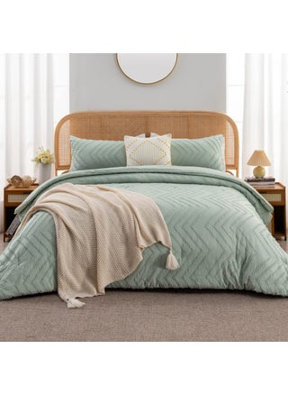 Litanika Sage Green California King Comforter Set  3 Pieces Cal King Oversized Chevron Tufted Boho Bedding Comforter Sets  Fluffy Bed Set (104x96In Comforter & 2 Pillowcases) - pzsku/Z9B5AE57E31DBC57A9944Z/45/1749651281/cb431e14-d5e7-4393-957f-d65c42e8b963